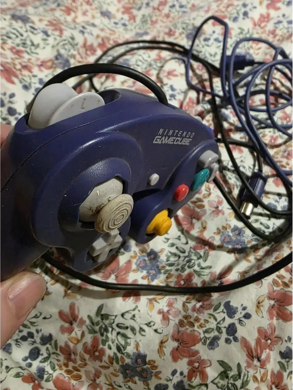 Vtg OEM Nintendo GameCube Wired Controller Indigo W/Cord Extender